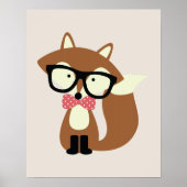 Das Hipster Bruine Vos met Strik Poster (Voorkant)