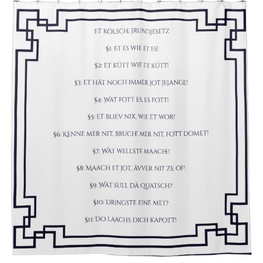 Das Kölsche Grundgesetz – Köln Cologne Jugendstil Douchegordijn (Voorkant)