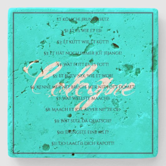 Das Kölsche Grundgesetz – Köln Cologne Jugendstil Stenen Onderzetter (Voorkant)