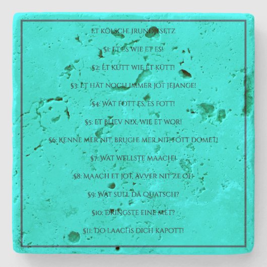 Das Kölsche Grundgesetz – Köln Cologne Jugendstil Stenen Onderzetter (Voorkant)