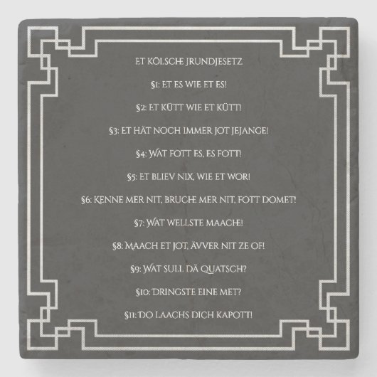 Das Kölsche Grundgesetz – Köln Cologne Jugendstil Stenen Onderzetter (Voorkant)