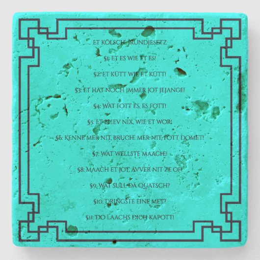 Das Kölsche Grundgesetz – Köln Cologne Jugendstil Stenen Onderzetter (Voorkant)