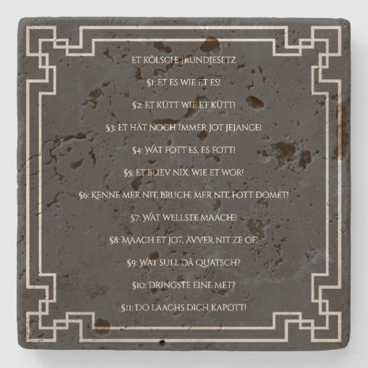 Das Kölsche Grundgesetz – Köln Cologne Jugendstil Stenen Onderzetter (Voorkant)
