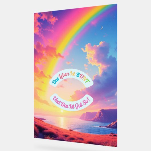 Das Leben ist BUNT Acryl Bord (Hoek)