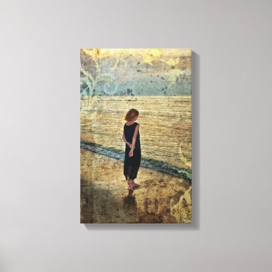 Das Mädchen am Strand Canvas Afdruk (Voorkant)