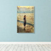 Das Mädchen am Strand Canvas Afdruk (Insitu (Houten vloer))