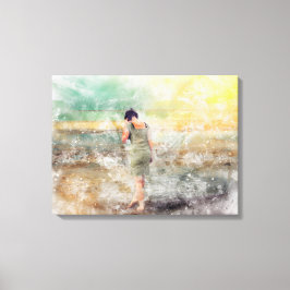 Das Mädchen am Strand Canvas Afdruk