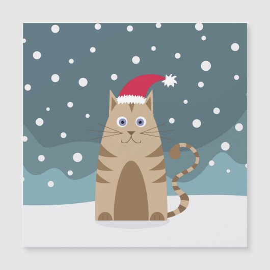 Das met kerstkat met kersthoed, grappige kat kaart (Voorkant)
