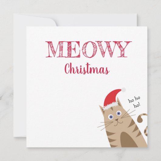 Das met kerstkat met kersthoed, grappige kat kaart (Achterkant)