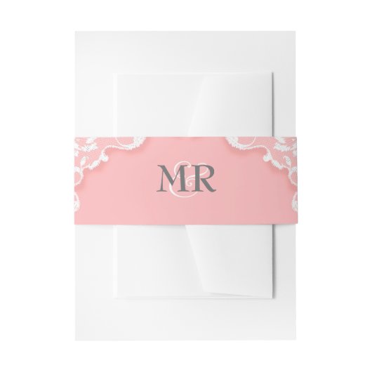  das Monogram roze bruiloft Uitnodigingen Wikkel (Voorkant Voorbeeld)