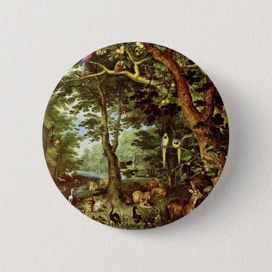 Das paradies van Jan Brueghel de Ouder (beste Qual Ronde Button 5,7 Cm (Voorkant)