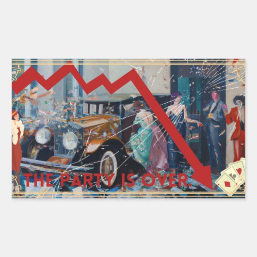 Das Party ist vorbei. Rechthoekige Sticker (Voorkant)