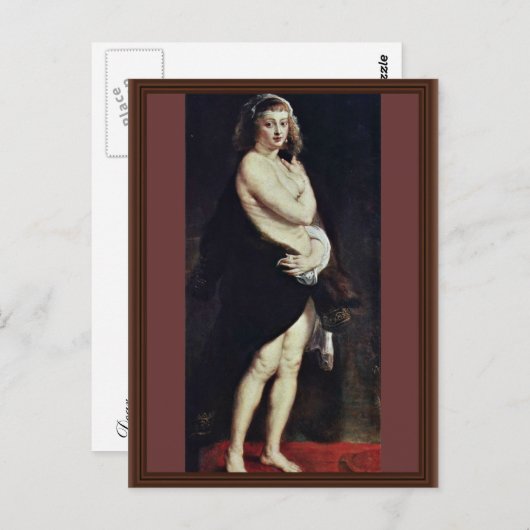 Das Pelzchen (portret van Hélène Fourment) van Rub Briefkaart (Voorkant / Achterkant)