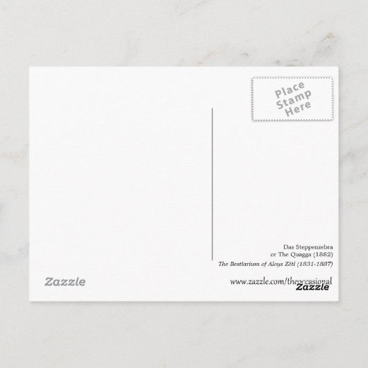 Das Steppenzebra of The Quagga (1882) Briefkaart (Achterkant)