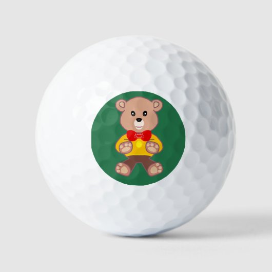 Das Teddybär mit Fliege op Groen Golfballen (Voorkant)