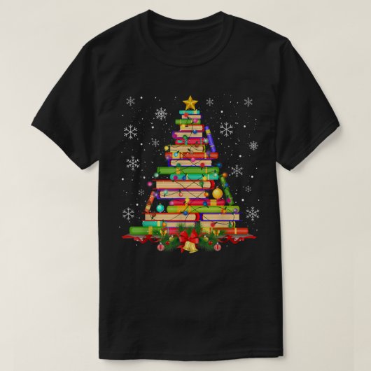 Das Tree Library kerstlampje Bomebook Lover T-shirt (Design voorkant)