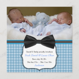 Das Twin Baby Boy Foto Geboorteaankondiging Aankondiging