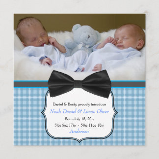 Das Twin Baby Boy Foto Geboorteaankondiging Aankondiging