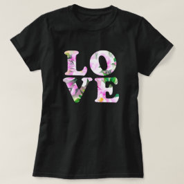 Das Wort "Liebe" aus Blumen T-shirt