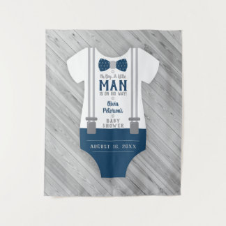 Dasbaby Shower Achtergrond met Strikje, Marineblau Wandkleed