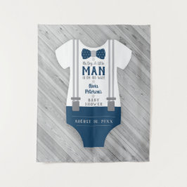 Dasbabyfeest achtergrond met strikje, marineblauw, wandkleed