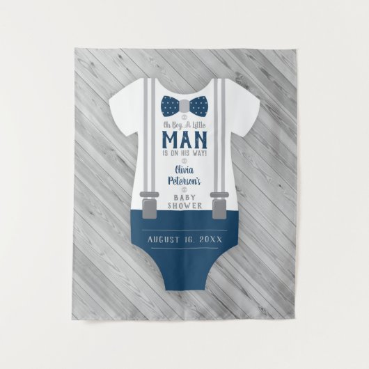 Dasbabyfeest achtergrond met strikje, marineblauw, wandkleed (Voorkant)