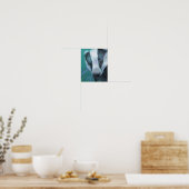 Dasbad in het bos met blauwe klokjes kunstposter poster (Keuken)