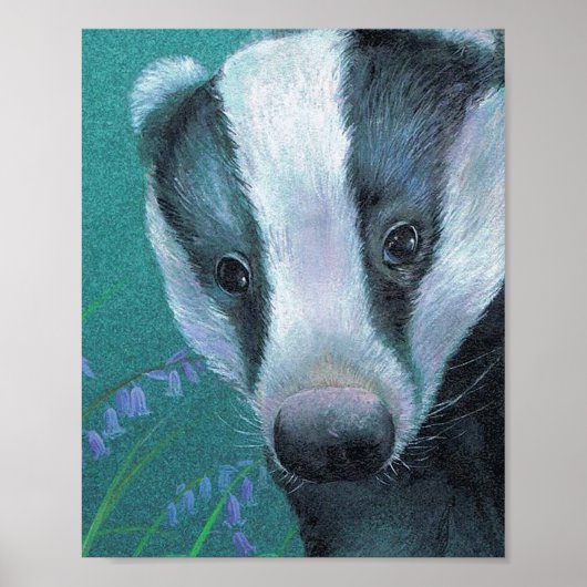 Dasbad in het bos met blauwe klokjes kunstposter poster (Voorkant)