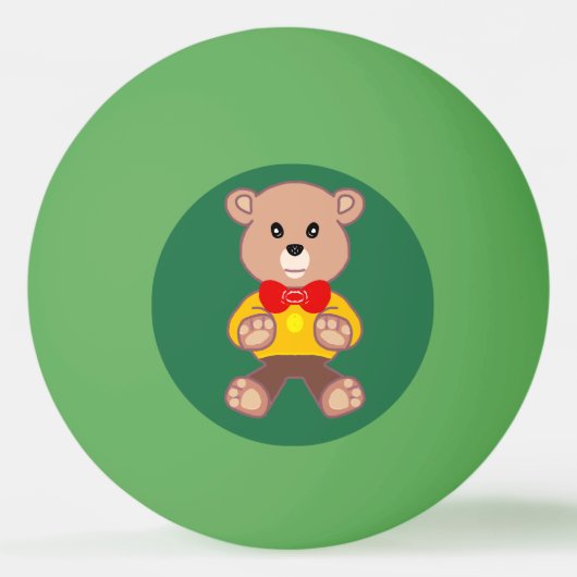 Dasbeer met vlinderdas op groen pingpongbal (Voorkant)