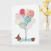 Daschund Birthday Card Kaart (Gele Bloem)