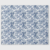 Daschund Dog Blue Toile Pattern Cadeaupapier (Vlak)