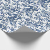 Daschund Dog Blue Toile Pattern Cadeaupapier (Hoek)