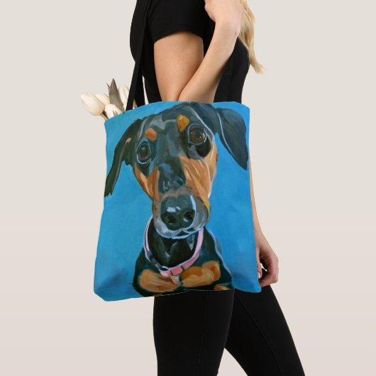 Daschund Dog Canvas tas (Dichtbij)