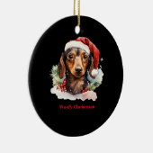 Daschund Dog Christmas Santa Hat Xmas Light Woofy  Keramisch Ornament (Rechts)