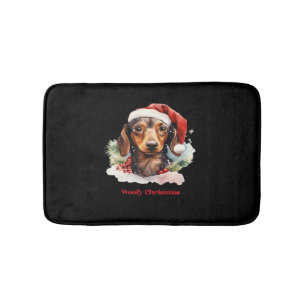 Daschund Hond Kerstmis Sinterklaas Hoed Xmas Licht Badmat