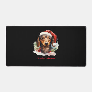 Daschund Hond Kerstmis Sinterklaas Hoed Xmas Licht Bureaumat