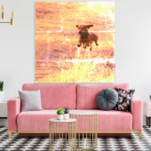 Daschund Hond Springen in het veld Fotografie Canvas Afdruk (Insitu (Woonkamer))
