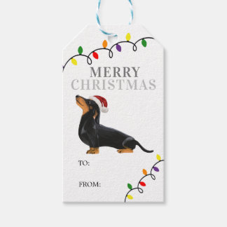 Daschund Merry-Labels voor kerstcadeaus Cadeaulabel