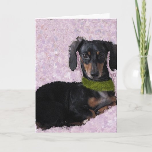 Daschund roze bedankkaart (Voorkant)