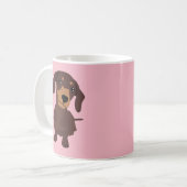 Daschund Sause Dog Cute Puppy Pink Mok (Voorkant links)