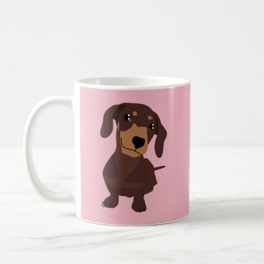 Daschund Sause Dog Cute Puppy Pink Mok (Links)