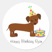 DaschundBDay Ronde Sticker (Voorkant)