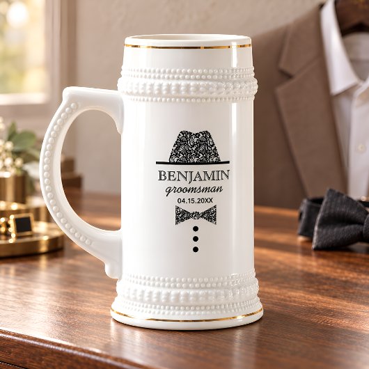 Dasgeschenk voor bruidsjonker met vlinderdas bierpul