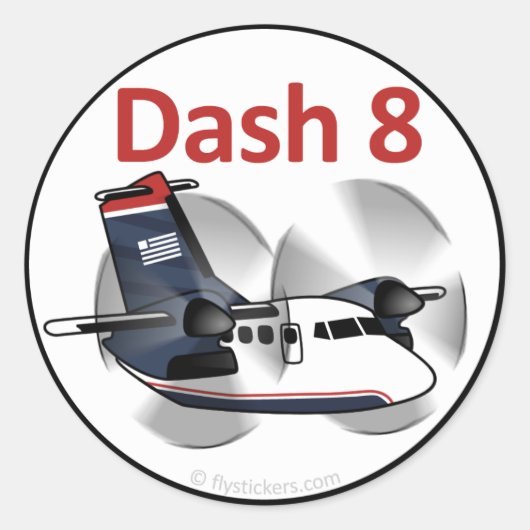 Dash 8 (USAir Express Livery) Ronde Sticker (Voorkant)