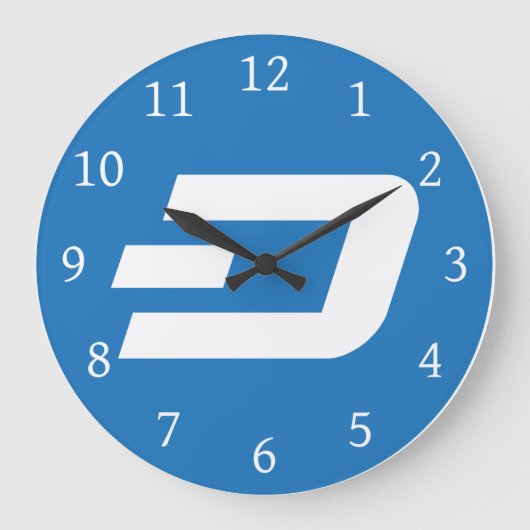 Dash Digital Cash Logo Symbool Crypto Wall Clock Grote Klok (Voorkant)