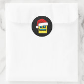 Dash Geometry Herhaal Kerstman Hat Game Video Ronde Sticker (Tas)