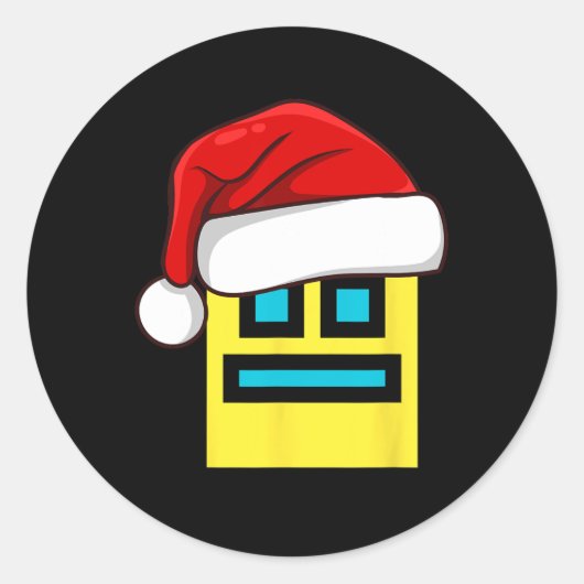 Dash Geometry Herhaal Kerstman Hat Game Video Ronde Sticker (Voorkant)