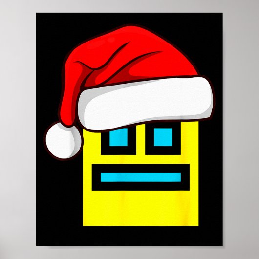Dash Geometry Repeat Christmas Santa Hat Game Vide Poster (Voorkant)