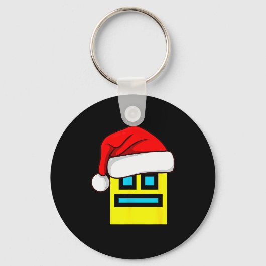 Dash Geometry Repeat Christmas Santa Hat Game Vide Sleutelhanger (Voorkant)