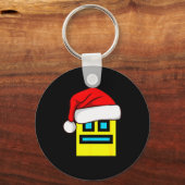 Dash Geometry Repeat Christmas Santa Hat Game Vide Sleutelhanger (Voorkant)